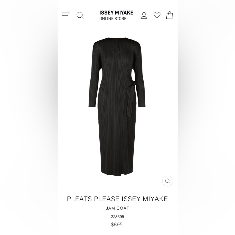 Pleats Please Issey Miyake JAM Coat Wrap Dress in Black